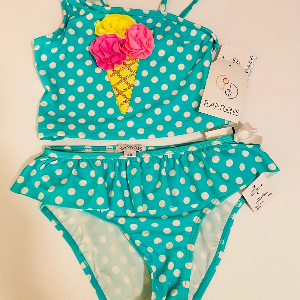 Girls 2piece swim suit size 6x NWT
